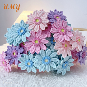 Real Touch Crochet Gerbera crisantemo fiori realistici <span class=keywords><strong>Bouquet</strong></span> da sposa per la festa di matrimonio a casa decorazioni - Product Image 2