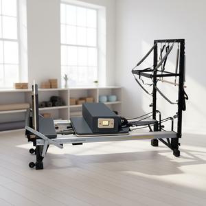 Lit de Pilates demi-tourneur en alliage d'aluminium durable et portable, noir, équipement de <span class=keywords><strong>yoga</strong></span> et de fitness pour la mise en forme, pour usage domestique et commercial - Product Image 4