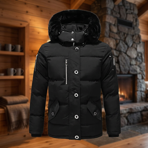 Veste en polaire polyester pour homme, manches régulières, poches, imperméable, épaisse, à capuche, parka de randonnée, grande taille - Product Image 2
