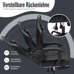 Gran oferta de Alemania, sillas para juegos con altavoces, silla para juegos con reposapiés, silla para jugadores de diseño único de cuero Pu negro - Product Image 4