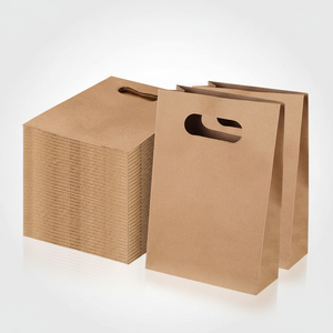 Sacs en papier <span class=keywords><strong>kraft</strong></span> à emporter avec poignée découpée sacs en papier <span class=keywords><strong>kraft</strong></span> de <span class=keywords><strong>restaurant</strong></span> avec impression de logo personnalisé pour la livraison d'emballages alimentaires - Product Image 3