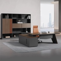 Ensemble de bureau et de chaises de direction modernes pour directeurs présidents superviseurs avec panneau en bois