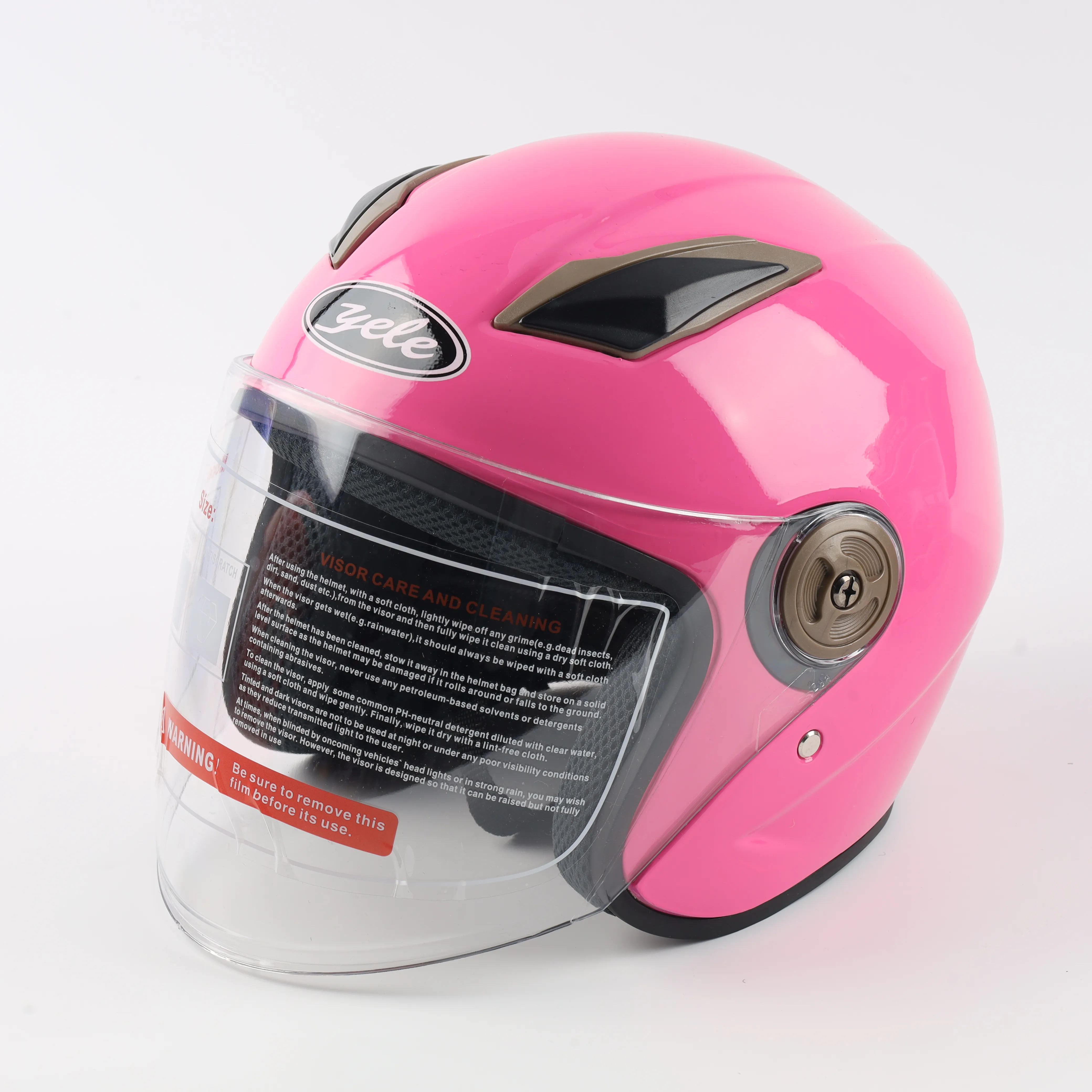 Roze Binnenvoering Half Face Jet Helm Motorhelmen Met Dubbel Vizier