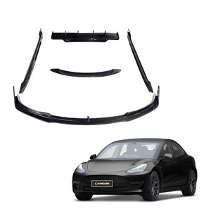 Piezas de modificación de coche Langyu, Kit de carrocería de fibra de carbono seco, labio delantero, difusor trasero, alerón de falda lateral para Tesla <span class=keywords><strong>Model</strong></span> <span class=keywords><strong>3</strong></span> Bodykit - Product Image 1