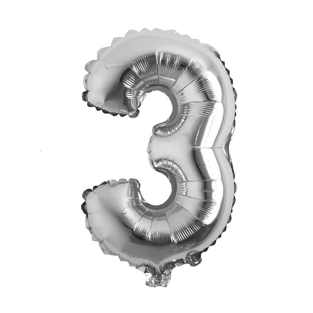 Globo número 3 plateado