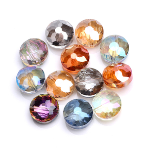 Cuentas redondas planas de cristal Zhubi de 14MM para la fabricación de joyas, colgante de cristal, cuentas de vidrio facetadas para collar, decoración de ropa - Product Image 1