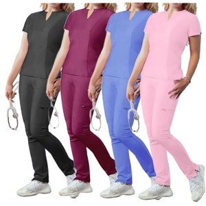 美容サロン用ユニフォームスクラブショートブラウスセット看護師用看護師女性用ユニフォームイスラム教徒の服 - Product Image 1