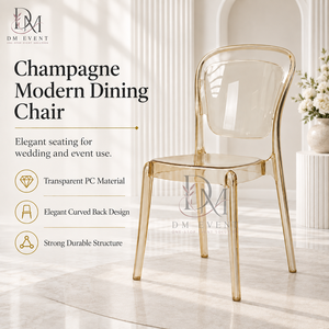 Chaise Moderne en PC Transparent Effet Champagne, Chaise Monobloc en Polycarbonate pour Mariages et Événements, Fournisseur en Gros - Product Image 1