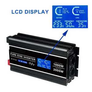 Affichage LCD haute fréquence sortie ca 12V à 110V onduleur de voiture convertisseur onduleur embarqué avec système de refroidissement intelligent