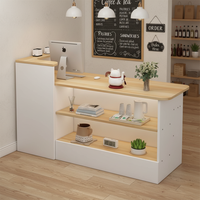 Comptoir de caisse en bois durable et écologique, bureau de réception minimaliste oblong pour magasin de vêtements, salon de beauté