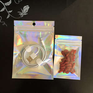 Customization Logo Offset Printing Recyclable <b>Plastic</b> Reusable PVC Mini Holographic Frosted Heat Seal Lock Pouch Zipper Bag HX - Product Image 1