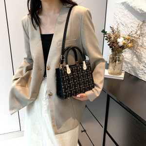 Nouveauté 2026 : Sacs à main tendance en laine à carreaux pour femme – Sacs bandoulière noir et blanc pour femme - Product Image 4