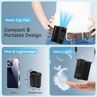 Ventilateur de taille portable en plastique avec moteur sans balais 13300 tr/min, 100 vitesses, batterie 4000 mAh, USB, pour usage domestique
