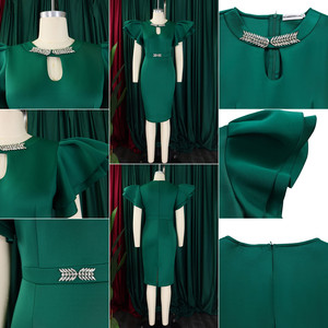 Abiti da sera estivi D580 da donna con maniche a volant e perline, eleganti abiti da sera africani da donna - Product Image 6