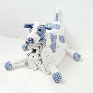 Nouvelle conception, adorable couverture pour bébé en crochet faite à la main, textile de maison pour tout-petits, forme de <span class=keywords><strong>vache</strong></span> mignonne, tricotée - Product Image 4
