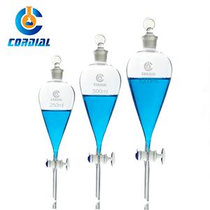 Funil de Separação em Forma de Pêra de Vidro Borossilicato 3.3 com Torneira de Vidro para Testes de Laboratório - Product Image 1
