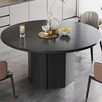 Ensemble de table à manger en bois sur mesure, 4 places, chêne, piédestal rond, chaises en rotin, finition naturelle, fabricant de meubles modernes pour villa