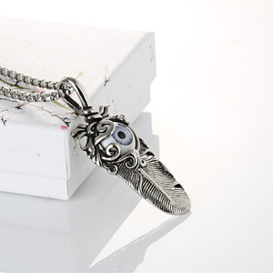 Collar con colgante de ojo de plumas yunnique, plata tibetana, regalo unisex, joyería de moda - Product Image 3