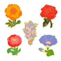 제조 업체 사용자 정의 공장 꽃 옷깃 핀 배지 금속 골드 도금 아름다운 장미 꽃 에나멜 핀 장식