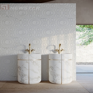 Newstar đá tự nhiên đá cẩm thạch bồn rửa với một lỗ tùy chỉnh thứ tự thường vụ rửa đá cẩm thạch lưu vực bồn rửa - Product Image 6