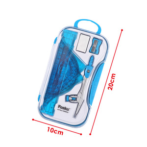 Juego de geometría práctico de 8 piezas con brújula metálica, regla, transportador, lápiz, borrador para profesores y estudiantes con estuche rígido - Product Image 2