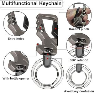Heavy Duty Bottle Opener Zinc Alloy Cool Personalized Beer Bottle <b>Top</b> Carabiner Holder Keychain for Men Women Travel Accessories - Product Image 3