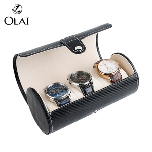 Pochette ronde pour <span class=keywords><strong>montre</strong></span> de présentation en cuir PU support de <span class=keywords><strong>montre</strong></span> de luxe étuis pour montres de <span class=keywords><strong>voyage</strong></span> pochette roulante vente en gros - Product Image 1