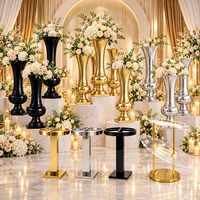 Vase à fleurs trompette haute brillance, centre de table de mariage, grand support à fleurs en fibre de verre pour la décoration d'événements de mariage