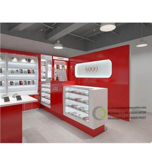 Vitrina de exhibición de vidrio de madera contrachapada <span class=keywords><strong>para</strong></span> Tienda Móvil, vitrina de mostrador, vitrina de exhibición de teléfono celular, tienda de reparación de vitrina - Product Image 1