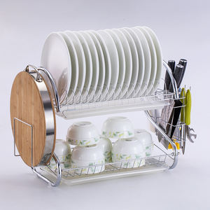 Égouttoir en métal pour vaisselle, étagère de rangement de bol à vaisselle, panier de cuisine multifonctionnel, Double couche - Product Image 5