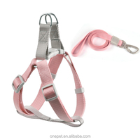 Harnais de poitrine en nylon Macaron avec rubans pour chiens - Laisse de promenade réglable pour chiens de taille moyenne/grande
