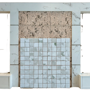 Gạch dán tường mOSAIC chống thấm màu xanh onyx trắng bóng mượt hiện đại cho nhà bếp và phòng tắm, bảo hành 1 năm, thiết kế đồ họa