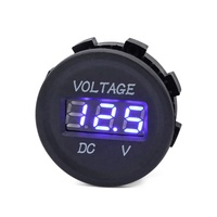 Voltmètre numérique LED rond 12V 24V DC, affichage numérique, faible tension, 2 broches, pour bateau, camion, camping-car, voiture, moniteur de batterie, testeur de tension