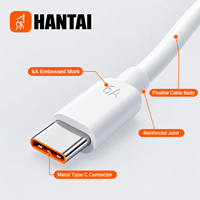 Câble de chargeur de téléphone Type C 1M 6A, câble USB-C pour transfert de données, charge super rapide, câble Type-C pour Samsung Huawei Xiaomi