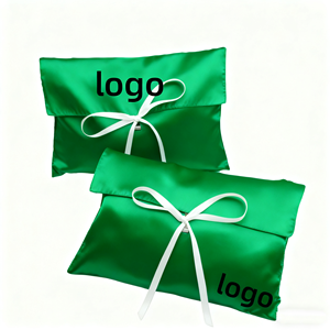 Pochette de luxe personnalisée avec logo, en satin de soie, avec cordon de serrage, pour extensions de cheveux, mèches de cheveux et perruques, recyclable - Product Image 1