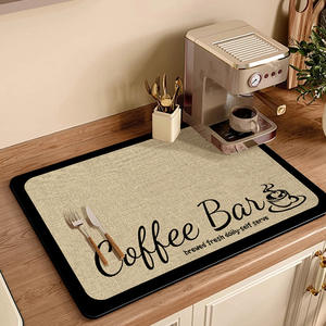 Alfombrilla absorbente para máquina de café, 30x40cm, 40x60cm, alfombrilla de drenaje de cocina de fibra de poliéster para superficie de mesa de comedor, diseño moderno - Product Image 5