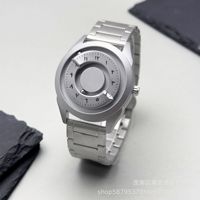Nouvelle Montre Homme de Luxe à Quartz en Acier Inoxydable, Technologie Noire à Lévitation Magnétique, Mouvement Importé Étanche