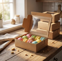 Boîtes cadeaux pliables en papier kraft brun recyclable avec fenêtre transparente, 20,3x15x6,35 cm, pour boulangerie, mariage, vente en gros, personnalisables, avec fentes