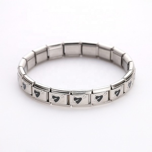 Pulsera de Eslabones con Dijes de Corazón y Estrella Italianos de Moda, en Acero Inoxidable con Circonitas, para Unisex - Product Image 4