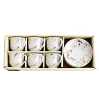 Nouvelles tasses en céramique européennes Coffret cadeau de table basse de luxe Lot de 6 tasses à thé et soucoupes arabes vintage