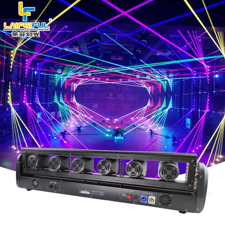 Luce Laser a colori 6 teste testa mobile Ktv Dj Club Bar luci di illuminazione per feste sul palco 10W