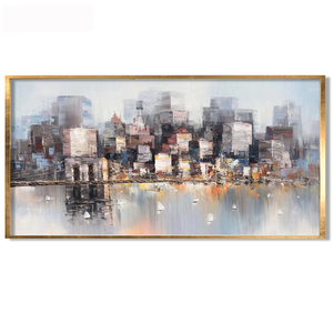 Handmade Home Decorative Fine Art Building Scenery Acrylic Picture Hand-Painted City Landscape Knife Oil Painting on Canvas