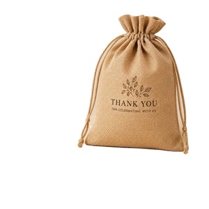 Sac cadeau personnalisé en jute avec cordon de serrage, pochette de rangement tendance, emballage imprimé avec logo, vente en gros, MOQ 200 pièces, directement de l'usine - Product Image 1