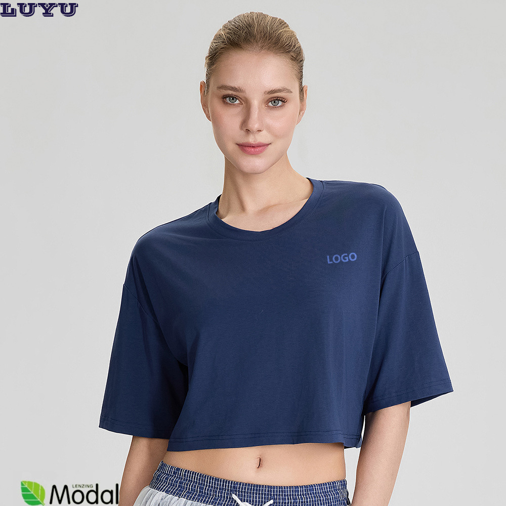 OEM Women's Modal Yoga Tops Cropped Loose Fit Breathable Quick-drying Running Workout T-shirts