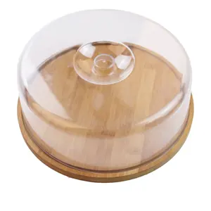 Оптовая продажа логотип низкая цена древесины бамбука прямоугольная посуда для завтрака partybutler сервировочный поднос с пластиковой крышкой