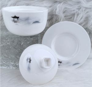 Traditional <b>Chinese</b> Ceramic Gaiwan Tea <b>Bowl</b> With Lid And Saucer Handmade Under Glazed Design For Tableware - Product Image 2