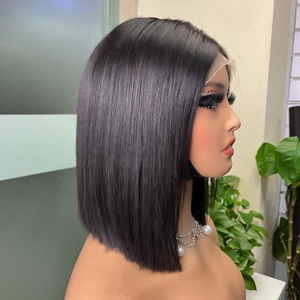 100% Human Hair Glueless Vietnam 5*5 Sdd Bone Straight bob Brazil Peruvian Non <b>Glue</b> Wig - Product Image 3