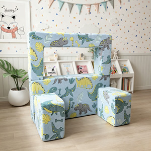 Divano Gioco Modulare per Bambini Pieghevole, Poltrona Convertibile in Mini Letto con Rivestimento in Peluche Lavabile - Product Image 4