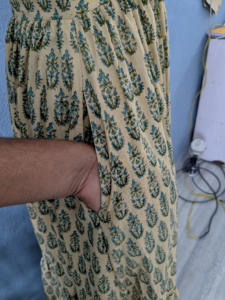 Handmade <b>Summer</b> Woven Sweet Maxi <b>Dress</b> Block Printed Pure Cotton <b>Strapless</b> Sleeveless Casual Style Both Side Pockets - Product Image 4