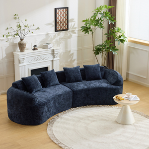 Sofá Seccional Moderno Ecológico de Tres Plazas en Forma de Arco, Tapicería Jacquard Resistente a las Manchas, Chaise Longue Irregular - Product Image 2